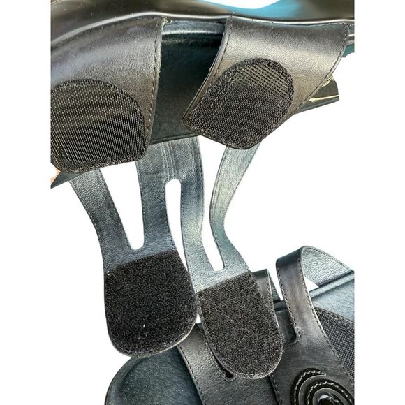 Dansko Dixie Black Leather Adjustable Strap Slide Wedge Sandals Slip On Sz 40 - Picture 9 of 10